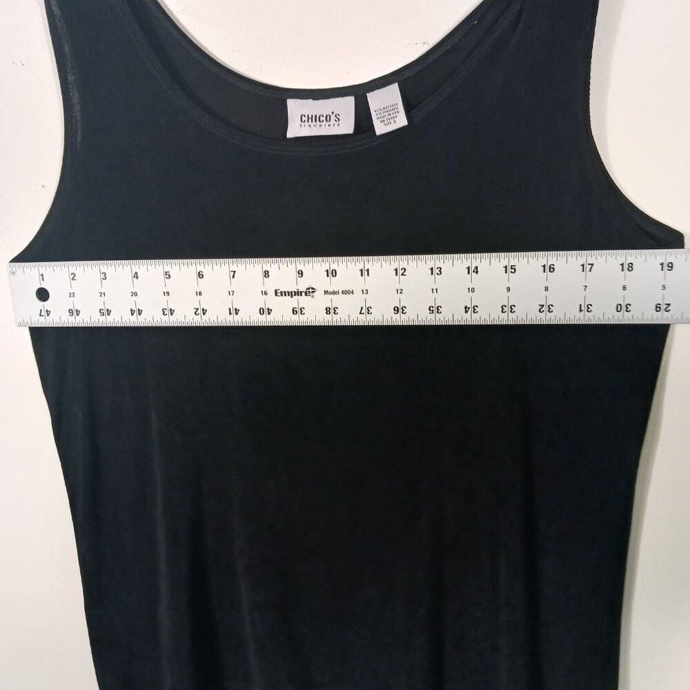 Chicos Travelers Size XL, Black Sleeveless Top Soft Knit, Tank, Versatile Travel - Picture 9 of 13